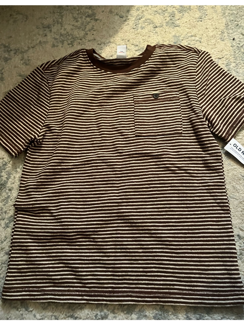 Striped Pocket Tee in Brown and Cream